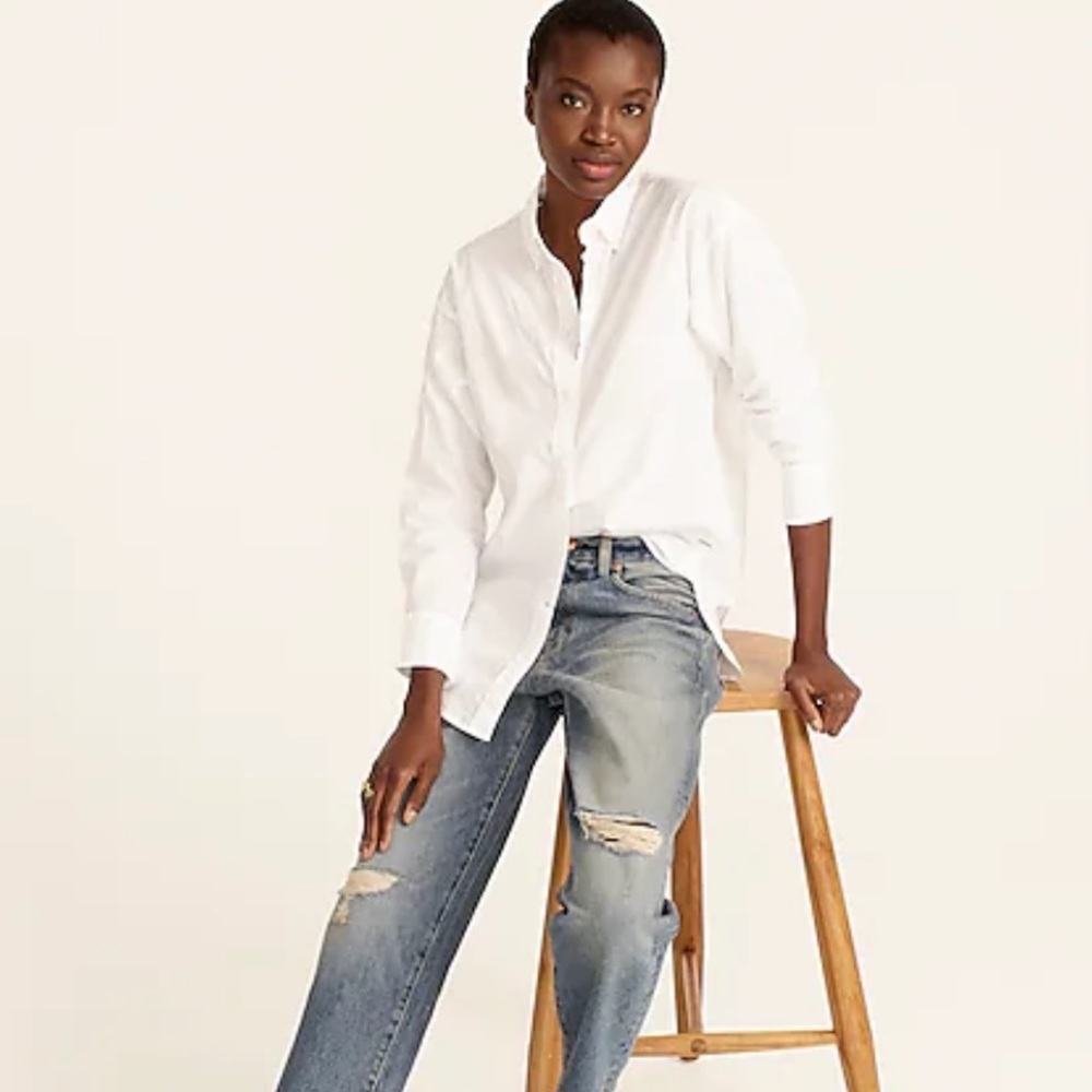 Relaxed fit washed cotton J Crew poplin shirt